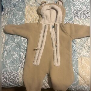 L.L bean baby teddy bear suit Cozy Tan Fleece Baby One Piece